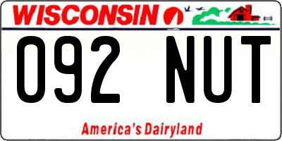 WI license plate 092NUT