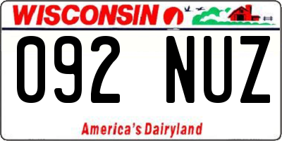 WI license plate 092NUZ