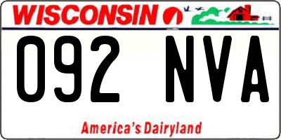 WI license plate 092NVA