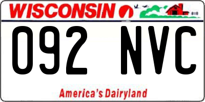 WI license plate 092NVC