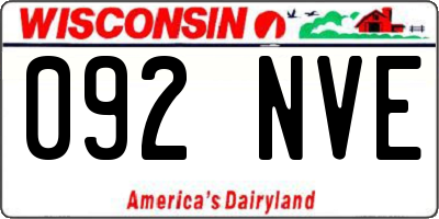 WI license plate 092NVE