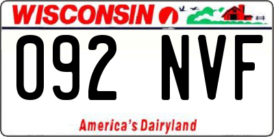 WI license plate 092NVF