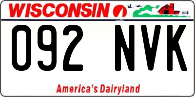 WI license plate 092NVK
