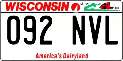 WI license plate 092NVL