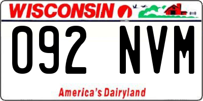 WI license plate 092NVM