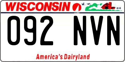 WI license plate 092NVN