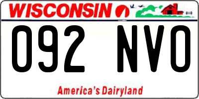 WI license plate 092NVO
