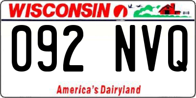 WI license plate 092NVQ