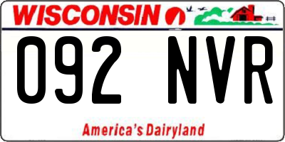 WI license plate 092NVR