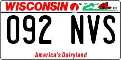 WI license plate 092NVS