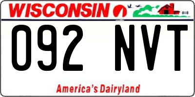 WI license plate 092NVT