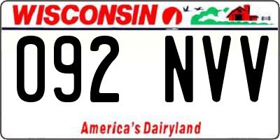 WI license plate 092NVV