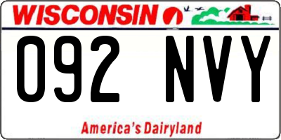 WI license plate 092NVY