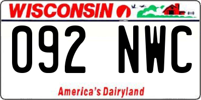 WI license plate 092NWC
