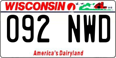 WI license plate 092NWD