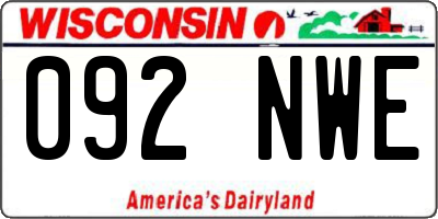 WI license plate 092NWE