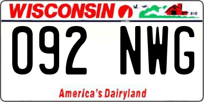 WI license plate 092NWG