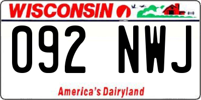 WI license plate 092NWJ