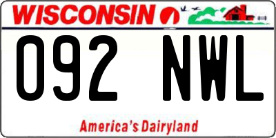 WI license plate 092NWL