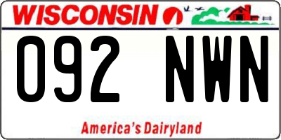 WI license plate 092NWN