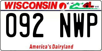 WI license plate 092NWP