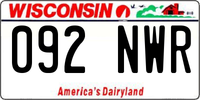 WI license plate 092NWR