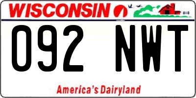 WI license plate 092NWT