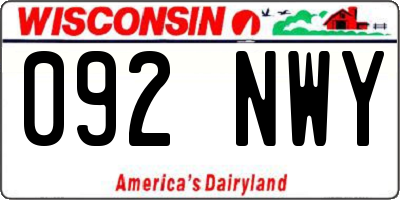 WI license plate 092NWY