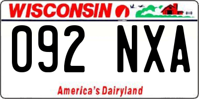 WI license plate 092NXA
