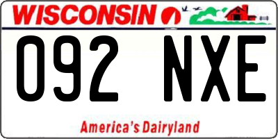 WI license plate 092NXE