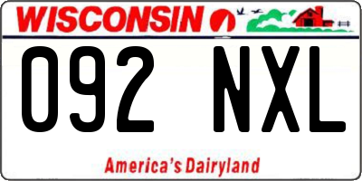 WI license plate 092NXL