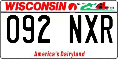 WI license plate 092NXR