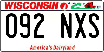 WI license plate 092NXS