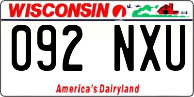WI license plate 092NXU