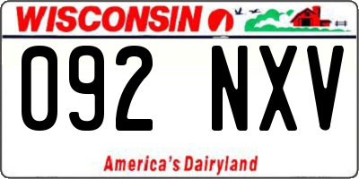 WI license plate 092NXV