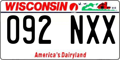 WI license plate 092NXX