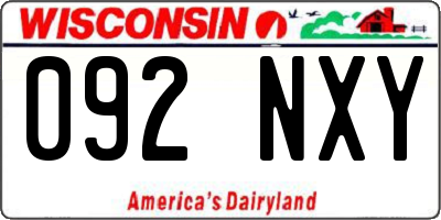 WI license plate 092NXY
