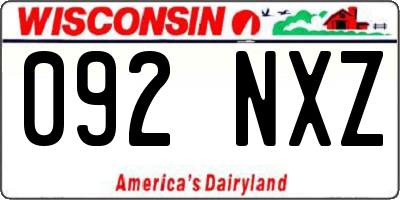 WI license plate 092NXZ