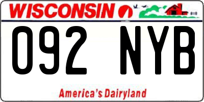 WI license plate 092NYB