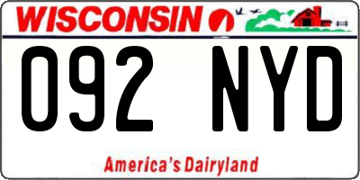 WI license plate 092NYD