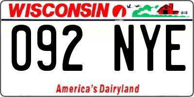 WI license plate 092NYE
