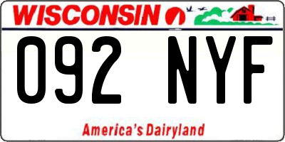 WI license plate 092NYF