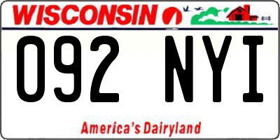 WI license plate 092NYI
