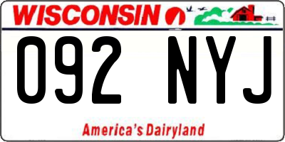 WI license plate 092NYJ