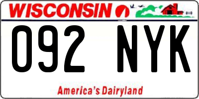 WI license plate 092NYK