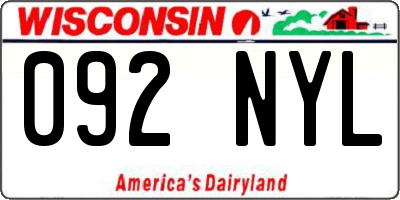 WI license plate 092NYL