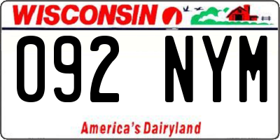 WI license plate 092NYM