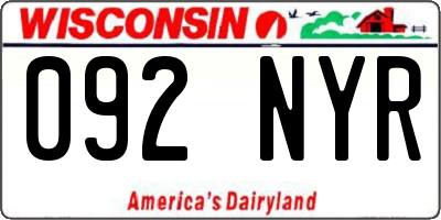 WI license plate 092NYR