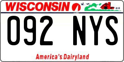 WI license plate 092NYS