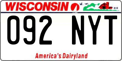 WI license plate 092NYT
